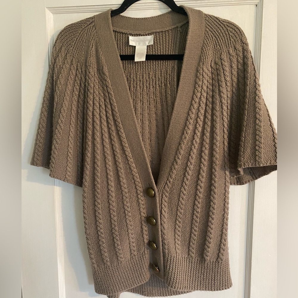 Soft Surroundings Womens Wool
Blend Short Wing Sleeve Taupe/Tan Knit
Cardigan L